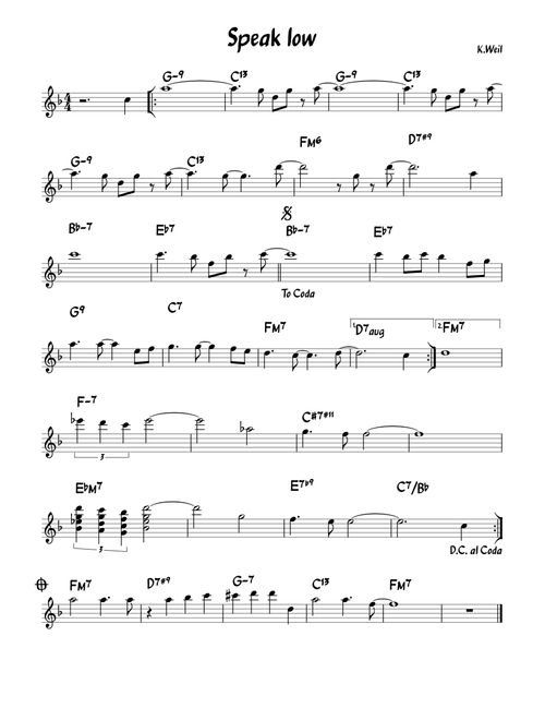 Speak low melody guit arrgt