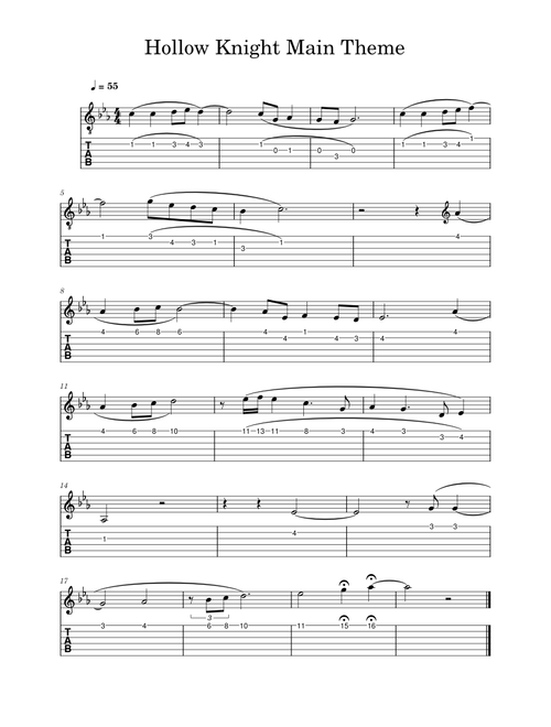 Main Theme - Hollow Knight – Christopher Larkin - Guitar