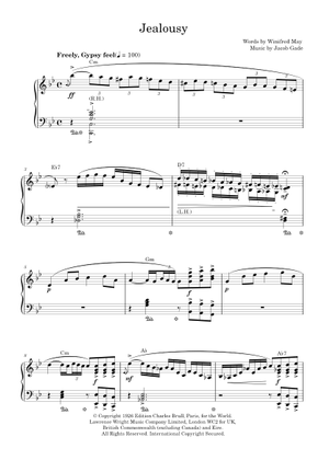 Tango ''Jealousy'' – Jacob Gade Sheet Music for Piano (Solo ...