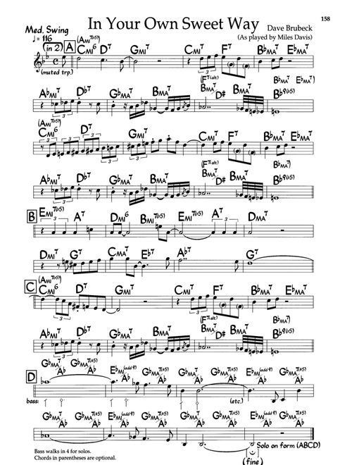 In Your Own Sweet Way (As played by Miles Davis) - Dave Brubeck (Lead Sheet - Fake Book)