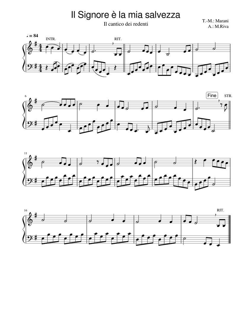 Il Signore è la mia salvezza Sheet music for Piano (PianoVoice)