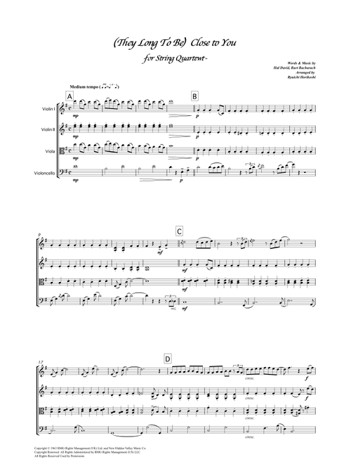 (They Long To Be) Close To You (Arr. Ryuichi Horikoshi) - The Carpenters (String Quartet)