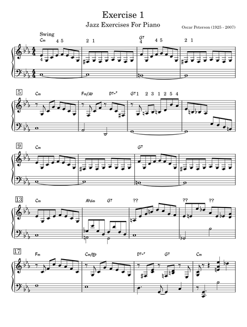 Oscar Peterson - Jazz Exercises for Piano - Exercise 1