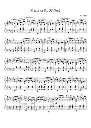 Chopin - Mazurka Op 33 No 2. Sheet Music for Piano (Solo