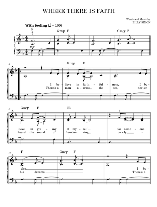 Where there is faith - 4Him (Easy Piano)