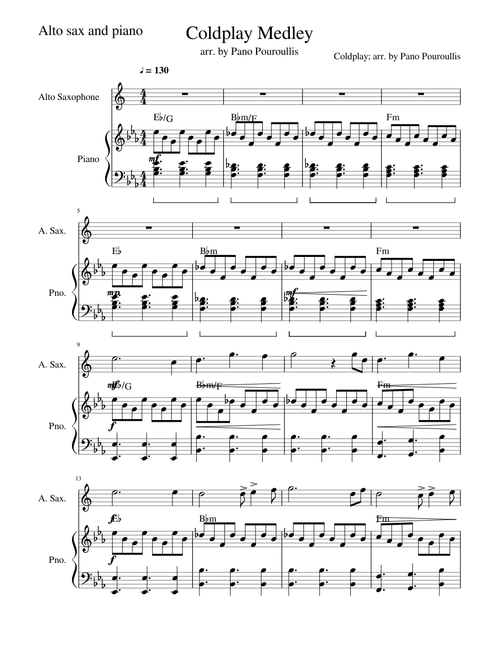Coldplay Medley (Alto Saxophone and piano)