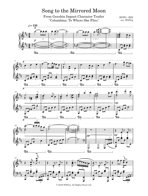 Song to the Mirrored Moon | Columbina Character Trailer Piano Arrangement | Genshin Impact