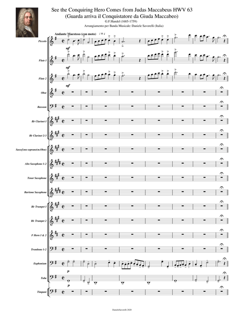 Handel Judas Maccabeus HWV 63 See the Conquiring Hero comes Coro- Guarda arriva il Conquistatore per Banda Musicale