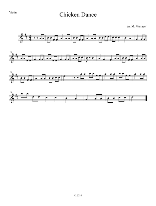 Chicken Dance for solo violin (Arr. Michael Munayer) - Werner Thomas (Violin Solo)