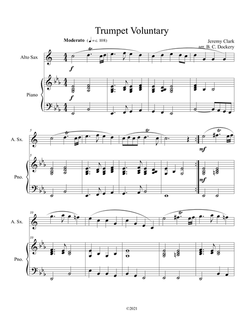 Trumpet Voluntary (Alto Sax Solo) with piano accompaniment (Arr. B. C. Dockery) - Jeremy Clark (Alto Sax and Piano)