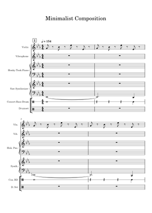 Minimalist Composition Sheet Music for Violin, Viola, Cello (String ...