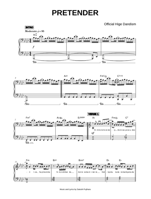 Pretender - OFFICIAL HIGE DANDISM (Piano)