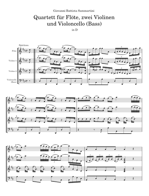 Quartett für Flöte, zwei ViolinenundVioloncello - Giovanni Battista Sammartini