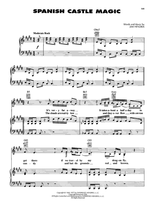 Spanish Castle Magic - Jimi Hendrix (Piano-Vocal-Guitar)
