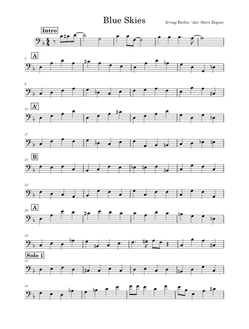 Blue skies – Irving Berlin, arr. Steve Zegree, bass part