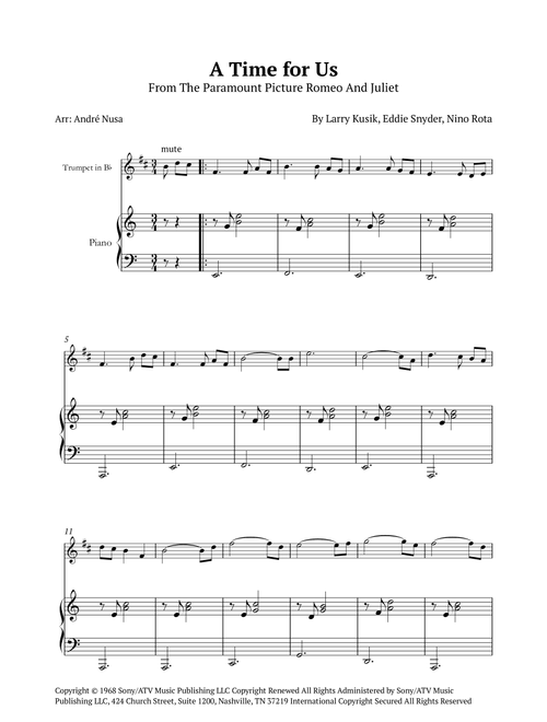 A Time For Us (love Theme) (Arr. André Nusa) - Nino Rota (Trumpet and Piano)
