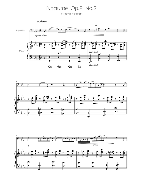 Chopin - Nocturne op.9 No.2 - Euphonium Solo w/Piano (Arr. Ygor Nunes) - Fédéric Chopin (Euphonium and Piano)