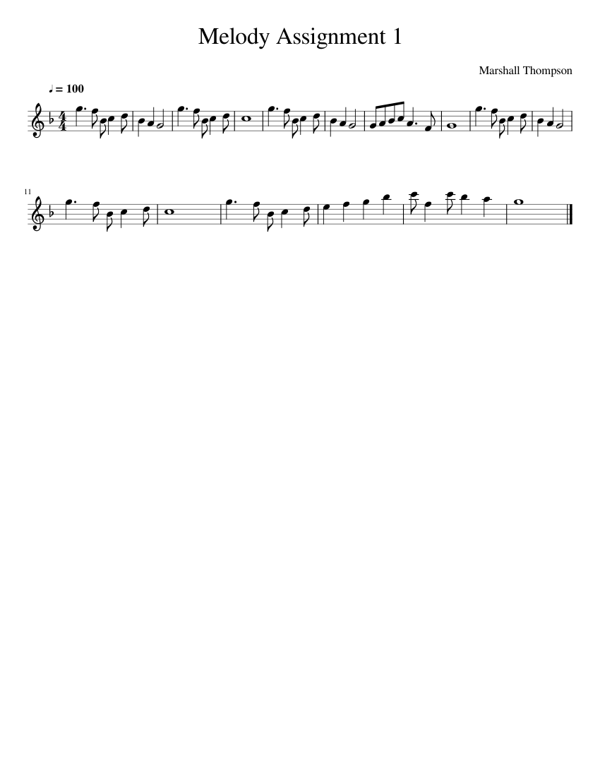 Melody Assignment 1 Sheet music for Synthesizer (Solo) | Musescore.com