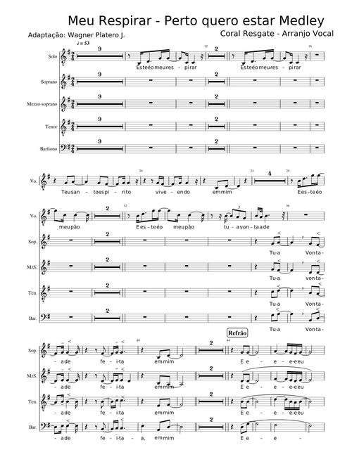Meu Respirar - Perto quero estar Medley - Coral Resgate