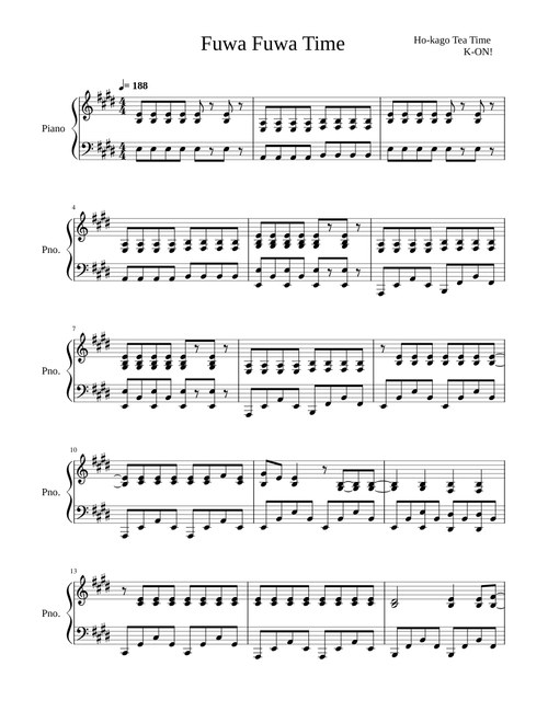 K-ON! Official band score part 1 ー 4セット Free K-on sheet music | Anime hub | Download PDF or print on