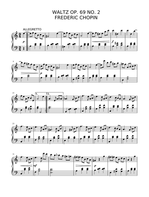 Waltz Op. 69 No. 2 EASY version