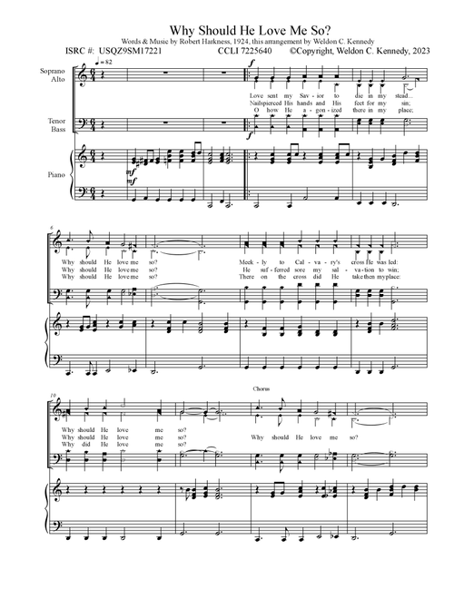 Why Should He Love Me So (Arr. Weldon C. Kennedy added piano accompaniment) - Weldon C Kennedy (Piano Chords-Lyrics)