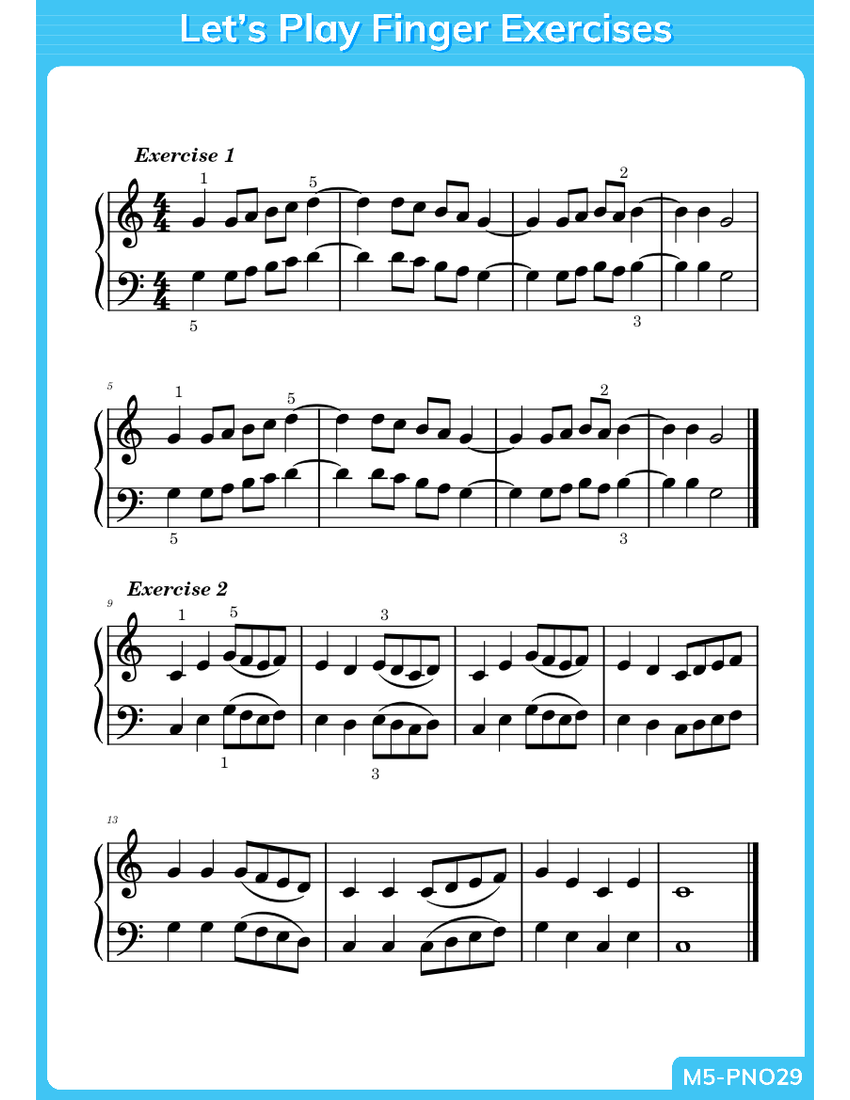 Fivefinger Exercises, Op. 16 Aloys Schmitt Let's Read Finger