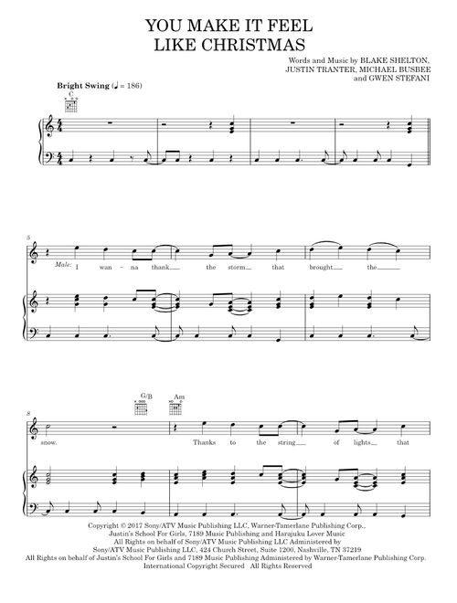 You Make It Feel Like Christmas (feat. Blake Shelton) - Blake Shelton, Gwen Stefani (Piano-Vocal-Guitar)