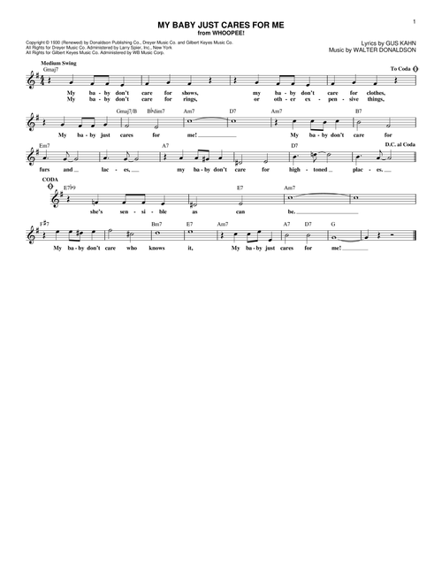My Baby Just Cares For Me - John Pizzarelli (Lead Sheet - Fake Book)
