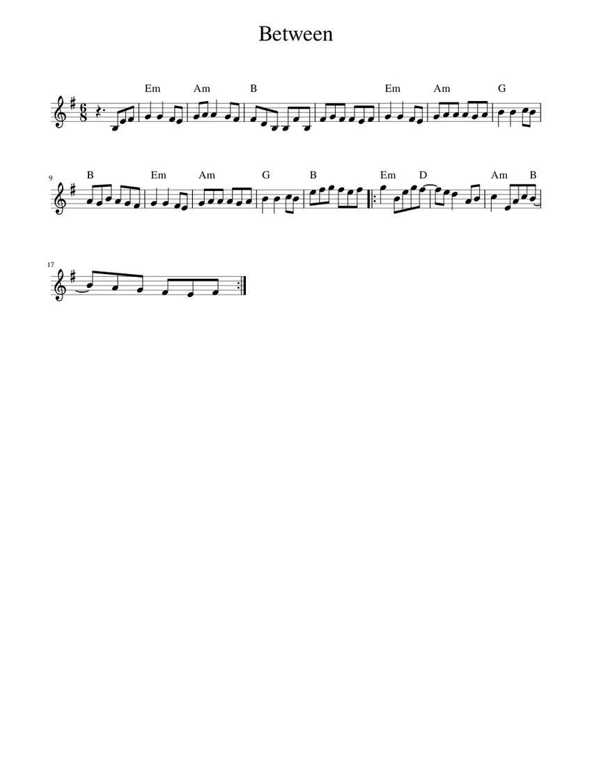 Between Sheet music for Piano (Solo) | Musescore.com