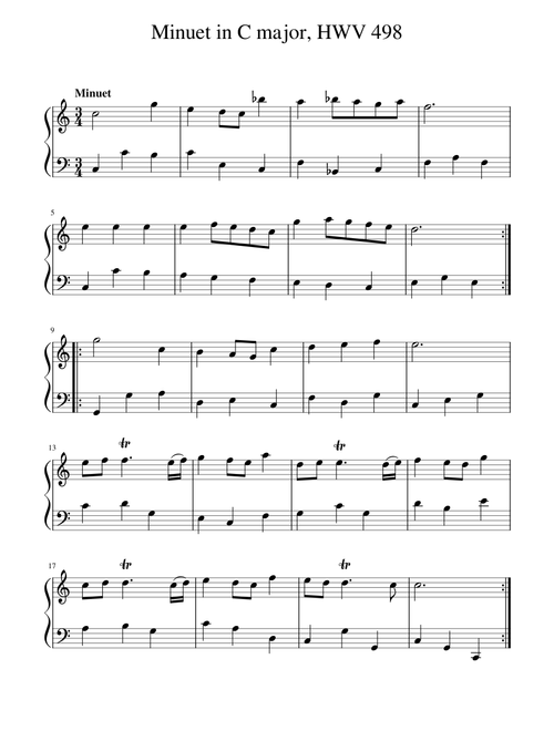 George frideric Handel - Minuet in C major, HWV 498