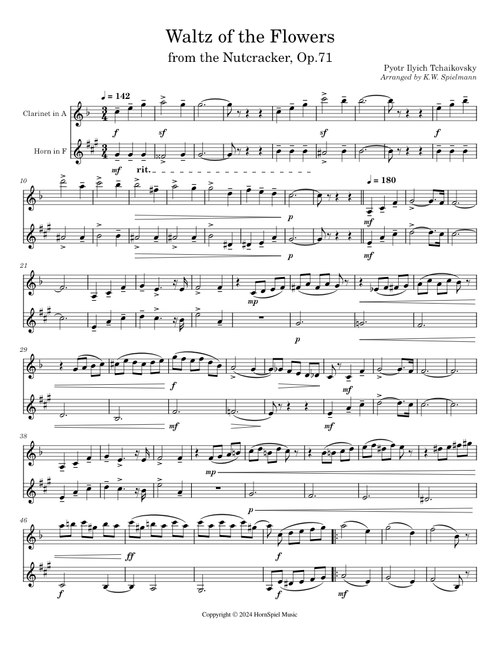 Waltz of the Flowers for Clarinet and Horn