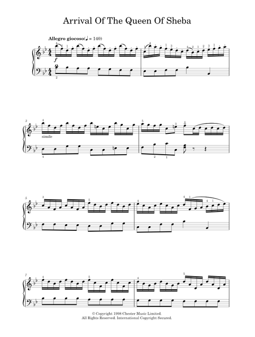 The Arrival Of The Queen Of Sheba (from Solomon) - George Frideric Handel (Piano Solo)