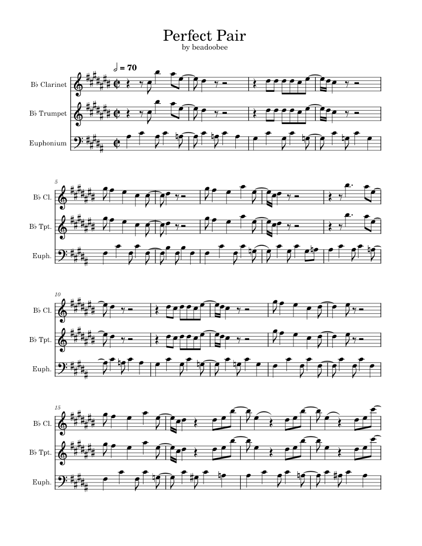 The perfect pair beabadoobee Perfect Pair Sheet music for Euphonium