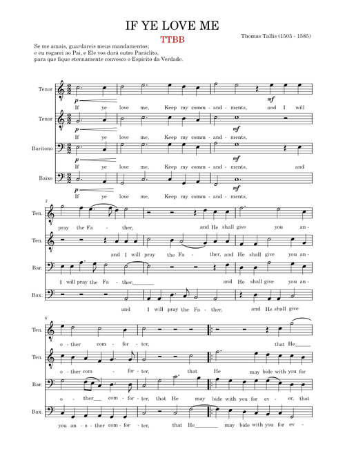 If ye love me – Thomas Tallis if ye love me TTBB
