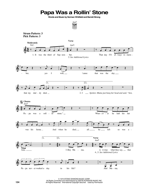 Papa Was A Rollin' Stone - The Temptations, George Michael (Easy Guitar)
