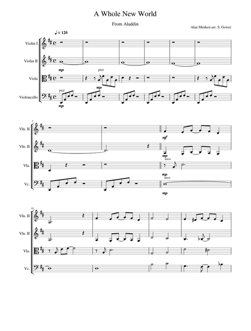 A Whole New World – Alan Menken A Whole New World - String Quartet