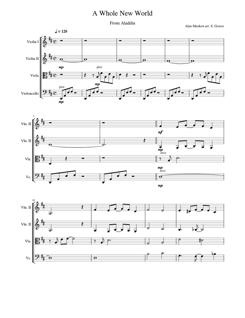 楽譜】A Whole New World（ホール・ニュー・ワールド）＜弦楽