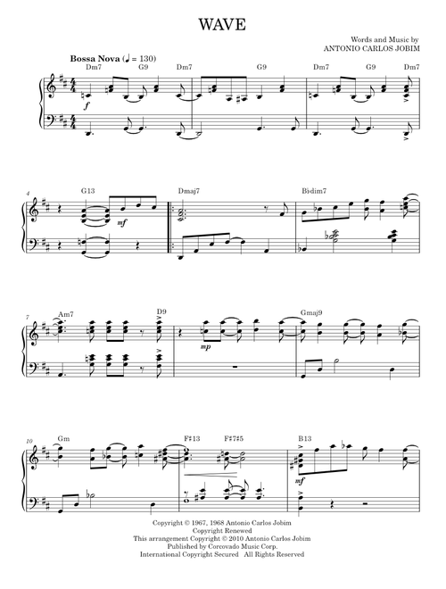 Wave - Antônio Carlos Jobim (Piano Solo)