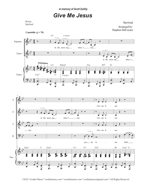 Give Me Jesus (SATB) (Arr. Stephen DeCesare) (Choral, SATB)