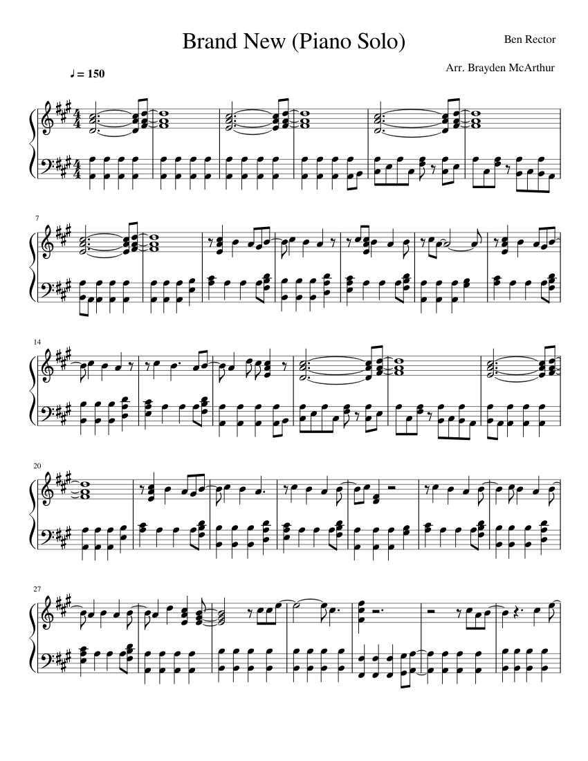Brand New (Piano Solo) Sheet Music for Piano (Solo) | MuseScore.com