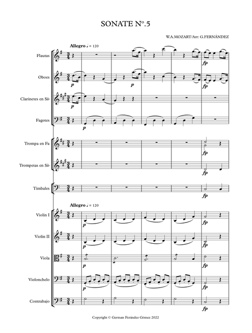 SONATE Nº5 - FIRST MOVEMENT (Arr. Germán Fernández Gómez) - Wolfgang Amadeus Mozart (Full Orchestra)
