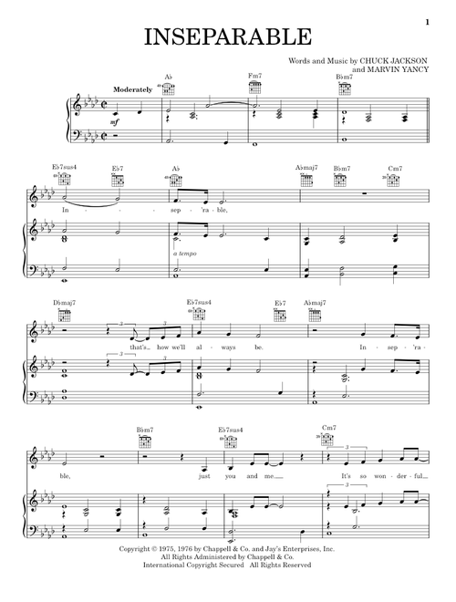 Inseparable - Natalie Cole (Piano-Vocal-Guitar)