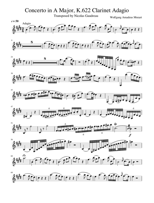 Concerto in A Major, K.622 Clarinet Adagio