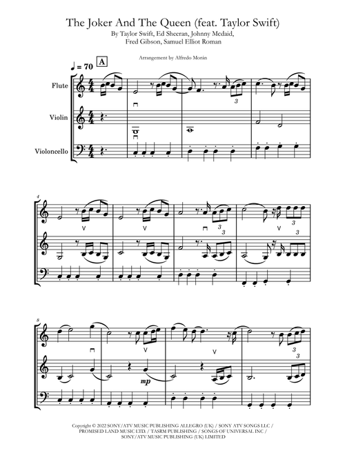 The Joker And The Queen (feat. Taylor Swift) (Arr. Alfredo Morán) - Ed Sheeran (Small Ensemble)