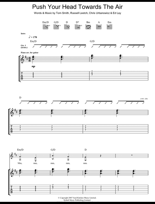 Push Your Head Towards The Air - Editors (Guitar Tab)