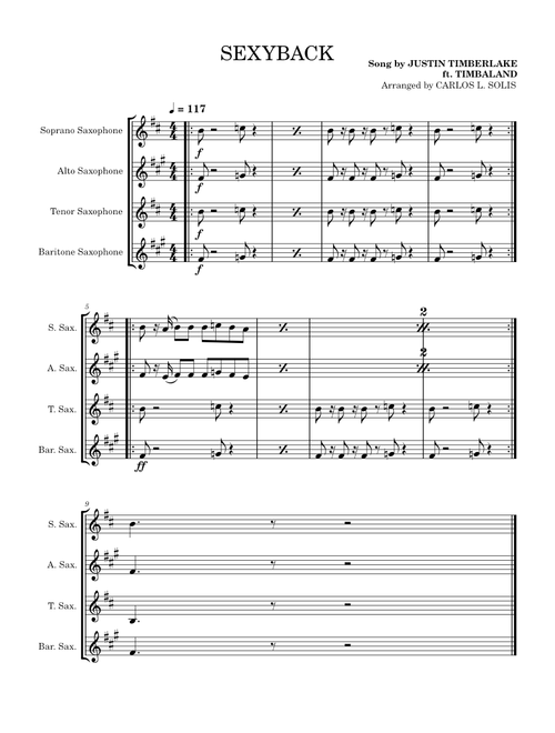 SexyBack (SAX ARRANGEMENT) | Justin Timberlake ft. Timbaland