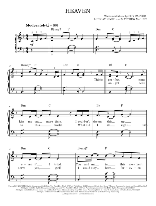 Heaven - Kane Brown (Easy Piano)