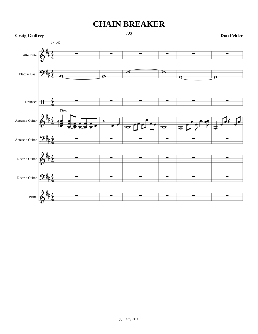 CHAIN BREAKER Sheet music for Piano, Guitar, Bass guitar, Drum group ...