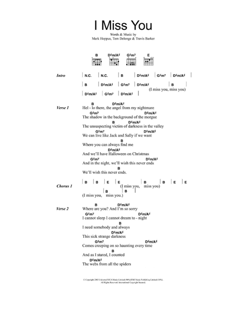 I Miss You - Blink-182 (Guitar Chords-Lyrics)